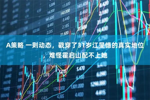 A策略 一则动态，戳穿了31岁江旻憓的真实地位，难怪霍启山配不上她