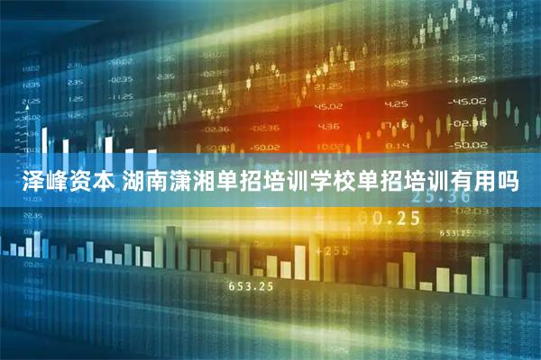 泽峰资本 湖南潇湘单招培训学校单招培训有用吗