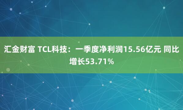汇金财富 TCL科技：一季度净利润15.56亿元 同比增长53.71%